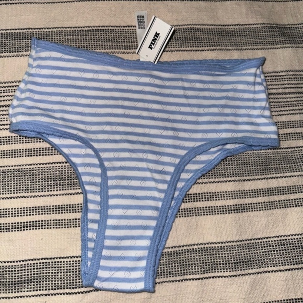PINK Victoria's Secret Blue and White Striped Panties